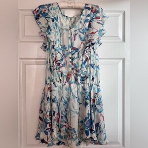 White and blue fluttery dress